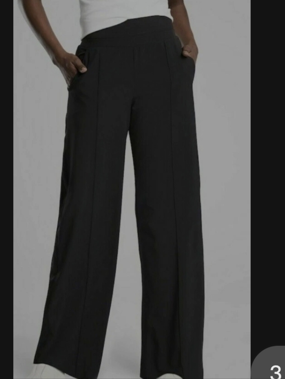 Athleta NWOT Black Nolita Side Stripe Wide Leg Pants w/ Pockets Size 8